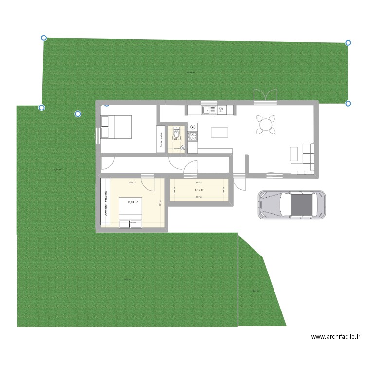 Plan 3 1. Plan de 3 pièces et 19 m2