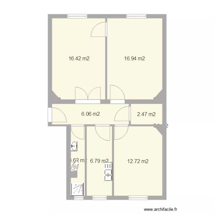 267 fbg st antoine 2&egrave;me &eacute;tage droite. Plan de 