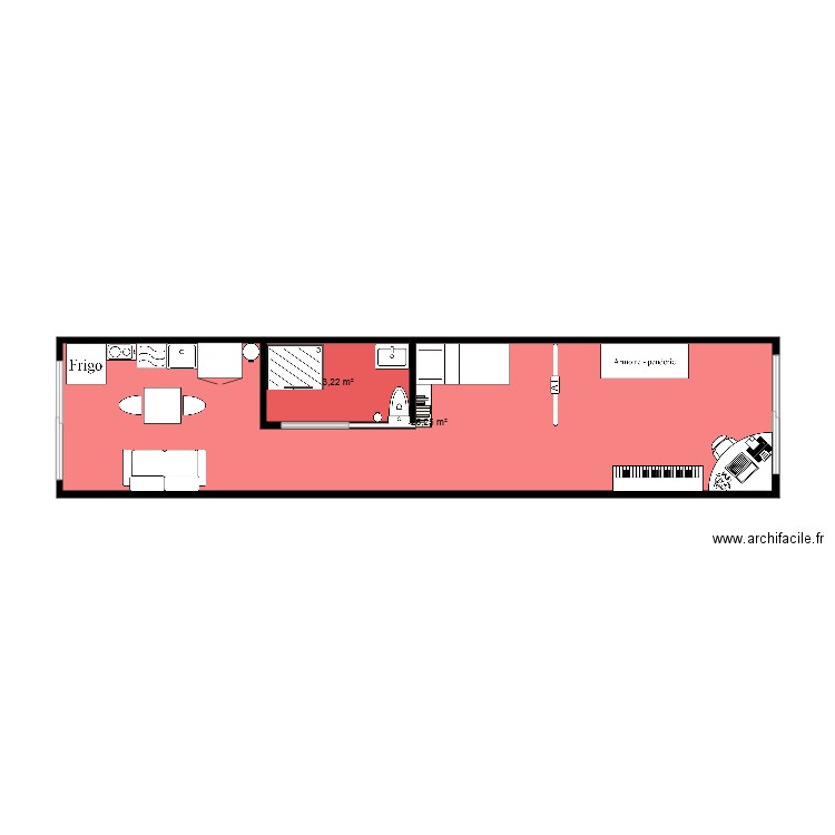 container pour étudiant. Plan de 0 pièce et 0 m2