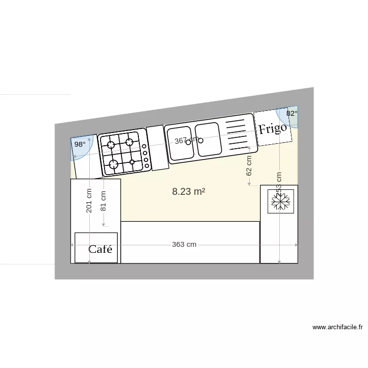 Cuisine Tchaboterie. Plan de 