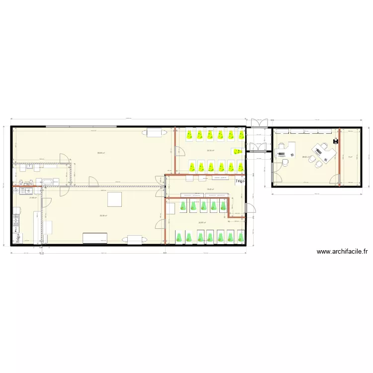 creche 9 avec bureau et mobilier. Plan de creche 9 avec bureau et mobilier. Plan de