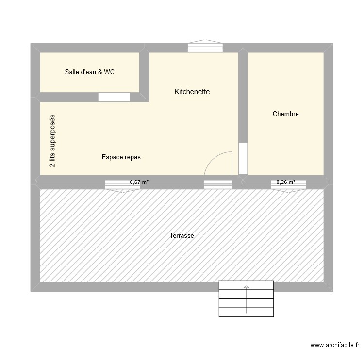 GR3268. Plan de 6 pièces et 48 m2