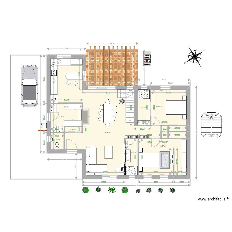 Bon appart plan RDC rev 1. Plan de 11 pièces et 106 m2