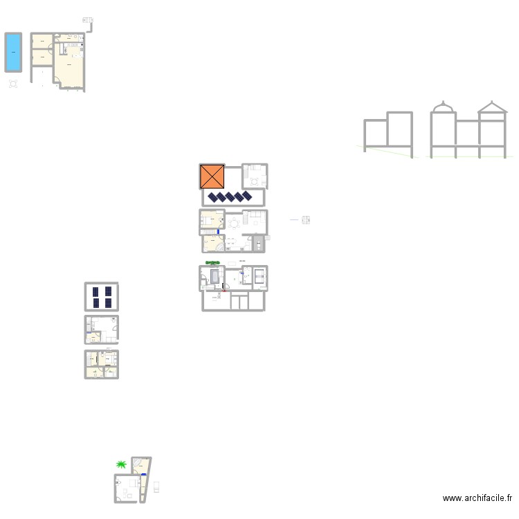 plan 2. Plan de 16 pièces et 159 m2