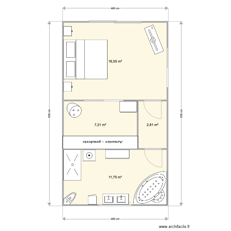 20220922Projet extension DYCKE. Plan de 4 pièces et 38 m2