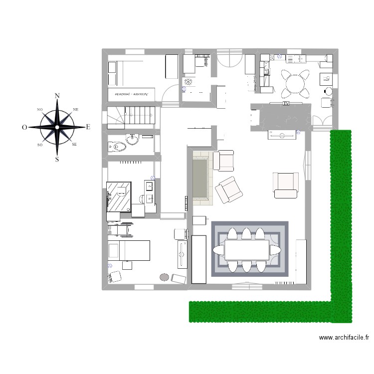 stage. Plan de 13 pièces et 3 m2