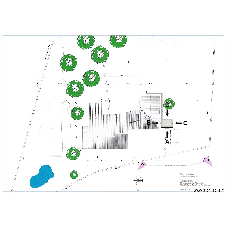 Plan de masse Orangeraie. Plan de 1 pièce et 7 m2