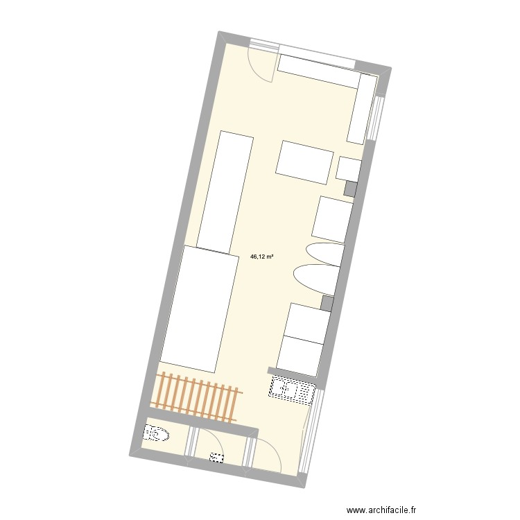 Microfournil. Plan de 1 pièce et 46 m2