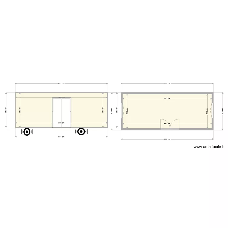 roulotte porte double . Plan de 