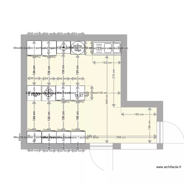 Cellier buanderie . Plan de 