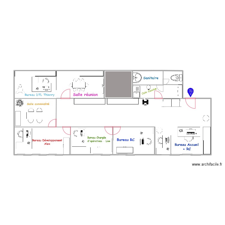 Nouveaux locaux DTL. Plan de 3 pièces et 20 m2