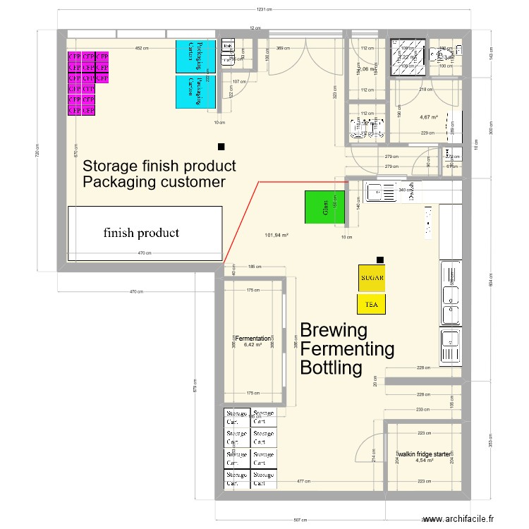 brewery in between douane. Plan de 8 pièces et 123 m2
