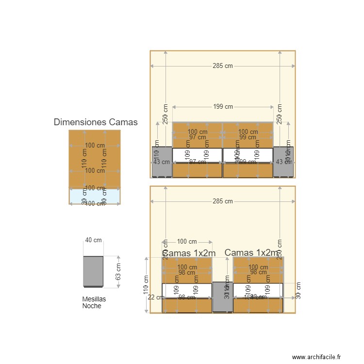 Cabeceros partidos. Plan de 0 pièce et 0 m2