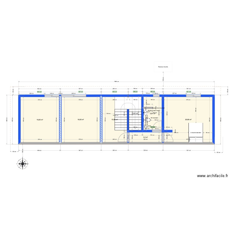 Plan étage. Plan de 7 pièces et 78 m2