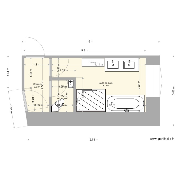 Salle de bain 1er. Plan de 0 pièce et 0 m2