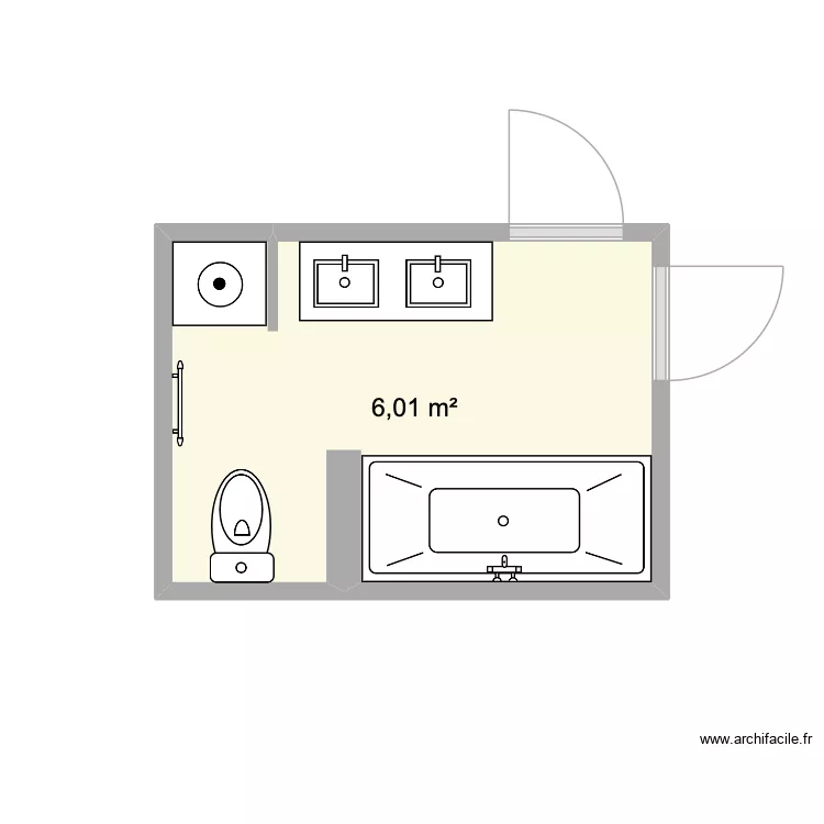 Salle de bain. Plan de 1 pièce et 6 m²