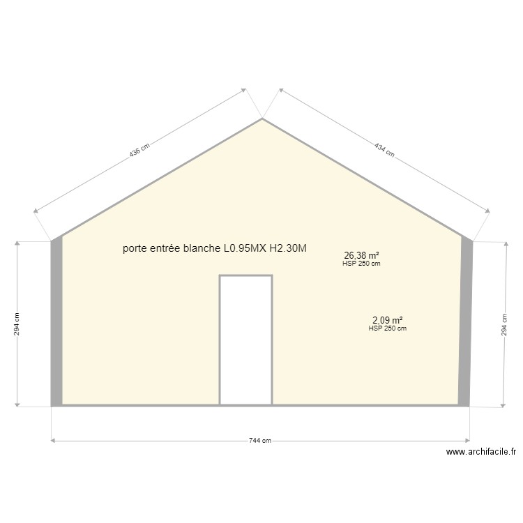 maison coté est porte actuel. Plan de 2 pièces et 28 m2