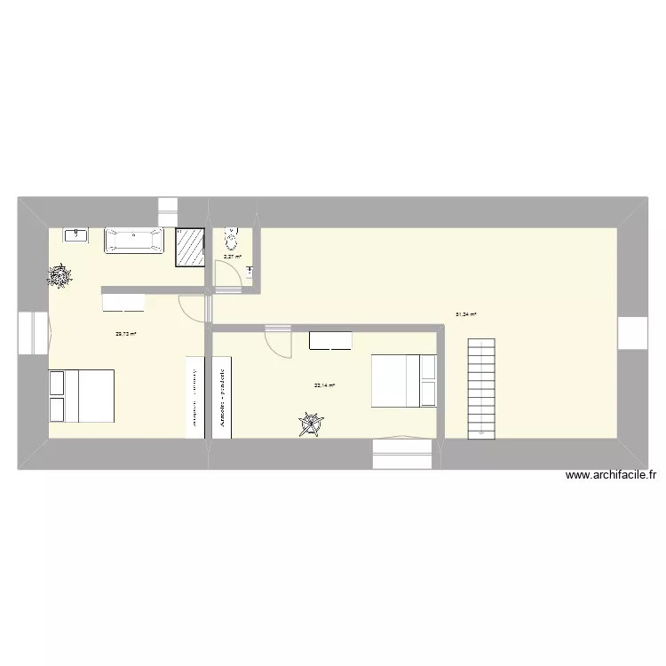 Etage grange. Plan de 