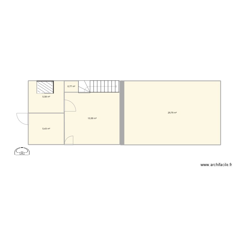 ST hilaire. Plan de 5 pièces et 56 m2