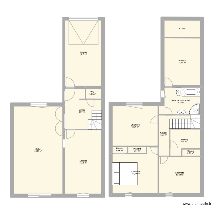 Maison ALGU. Plan de 16 pièces et 141 m2