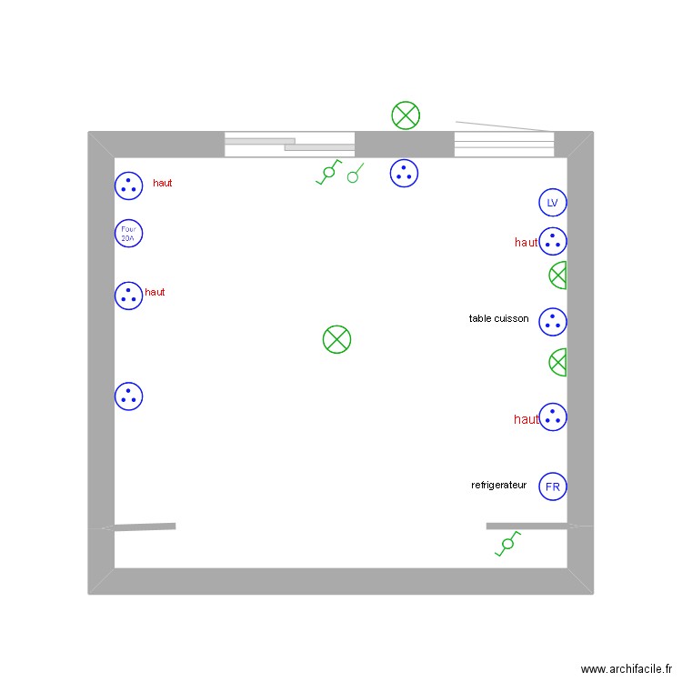 electricite cuisine2. Plan de 1 pièce et 18 m2