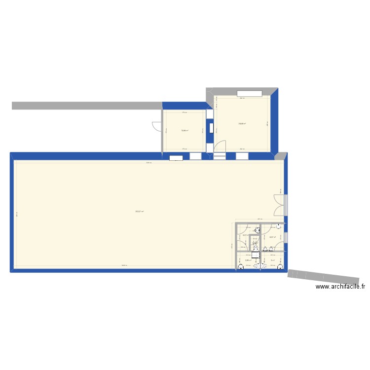 Salle03. Plan de 8 pièces et 256 m2