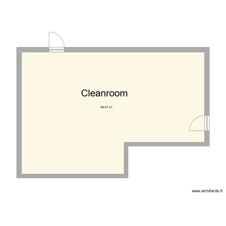 Cleanroom. Plan de 1  et 55 m²