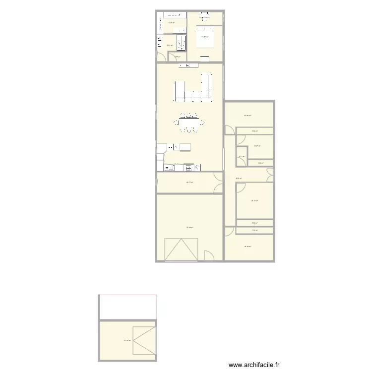 maison id&eacute;als longue. Plan de 