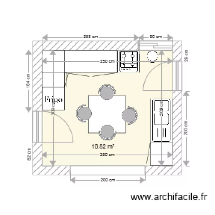 Cuisine &eacute;quip&eacute;e. Plan de 