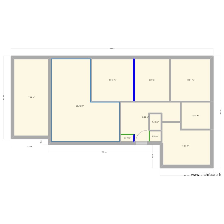 chenes. Plan de 11 pièces et 106 m2