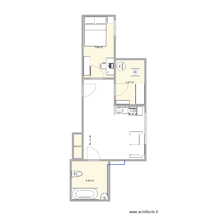vannes studio. Plan de 4 pièces et 20 m2
