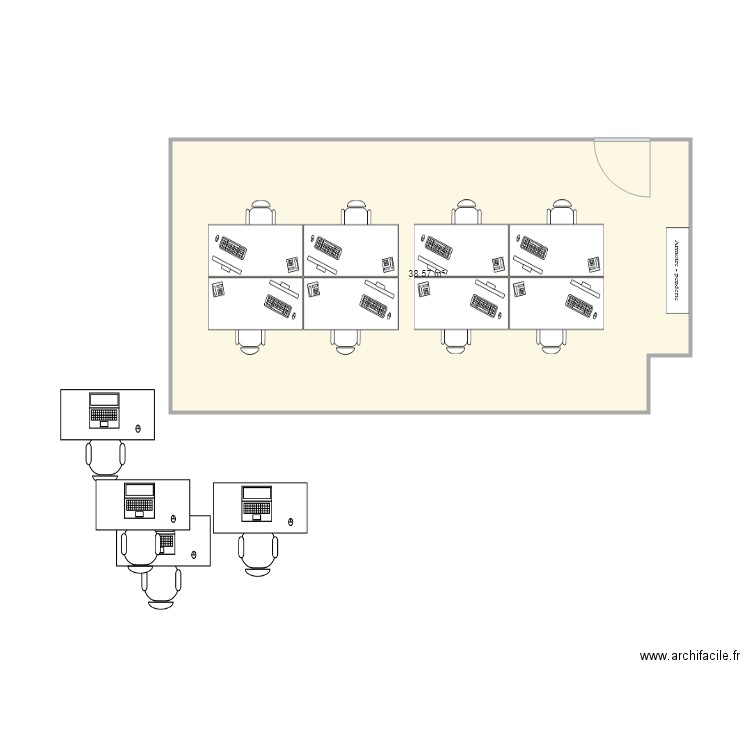 social 4. Plan de 1 pièce et 39 m2