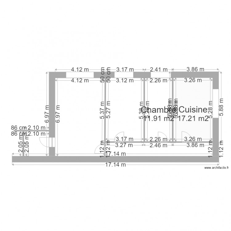 Appartement 3 pièces 2ème arrière sauvegarde. Plan de 0 pièce et 0 m2