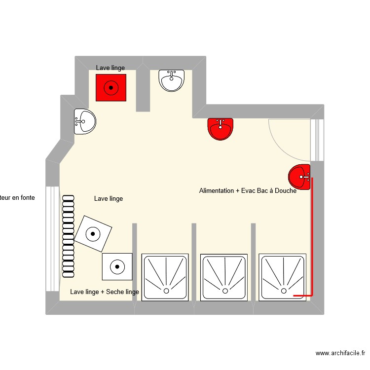 SANITAIRE TROUPE 1ER SEVI. Plan de 1 pièce et 18 m2