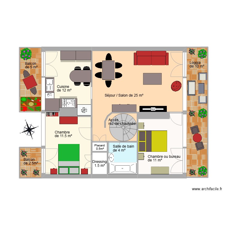 AMSALLEM/RAUD. Plan de 18 pièces et 103 m2