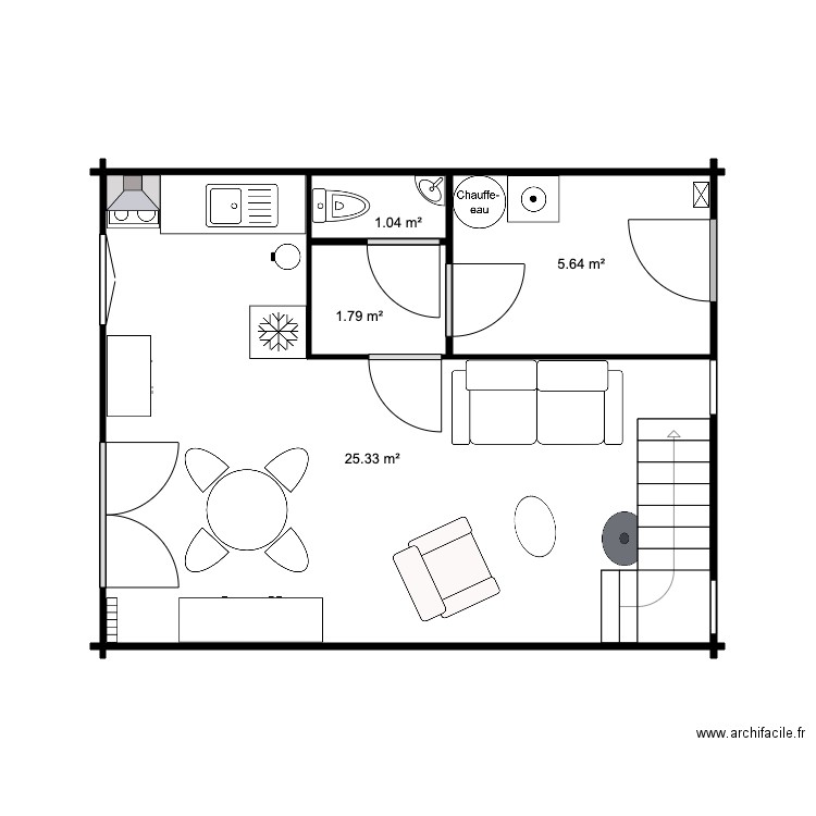 RDC Chalet 34 M sans SDB 3. Plan de 0 pièce et 0 m2