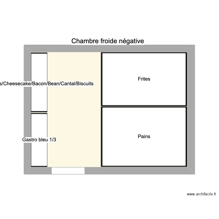 Chambre froide négative. Plan de 1 pièce et 24 m2