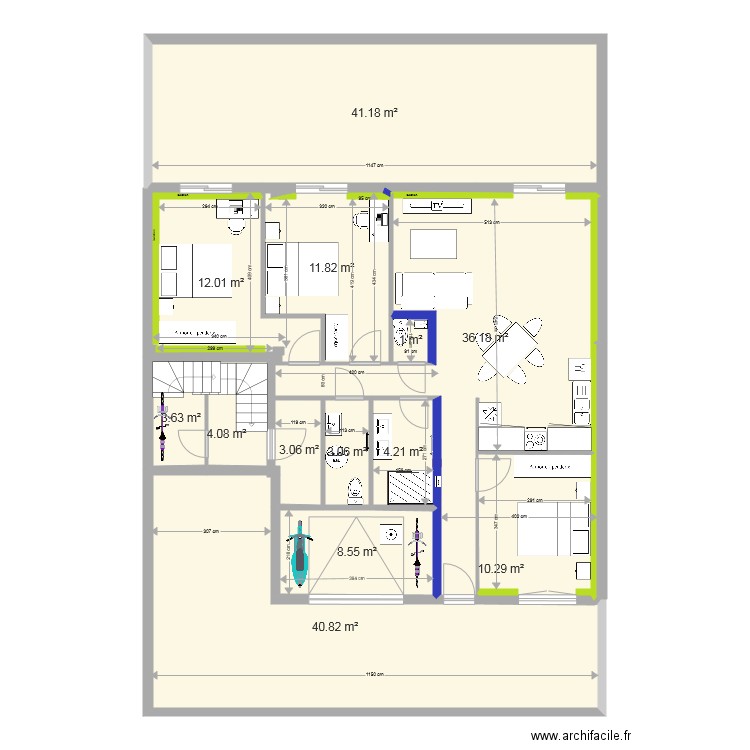 fusain rdc cote garage corrigée 2  demoli sdb. Plan de 0 pièce et 0 m2