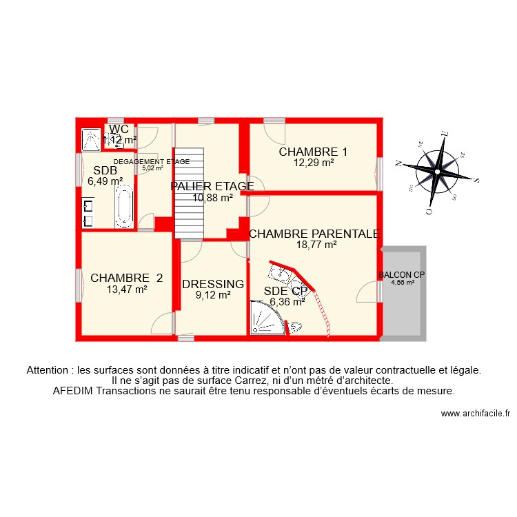 BI 4985 ETAGE 1 MAISON. Plan de 15 pièces et 89 m2