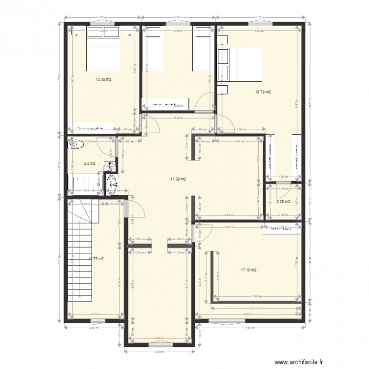 124m 1er étage. Plan de 0 pièce et 0 m2