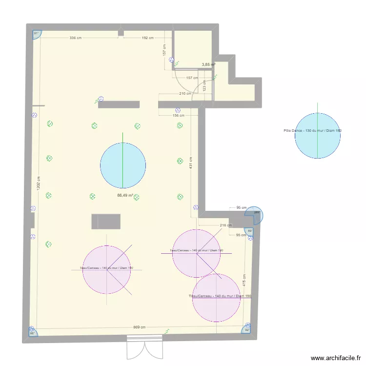 P&ocirc;le Dance Relax Zone. Plan de 