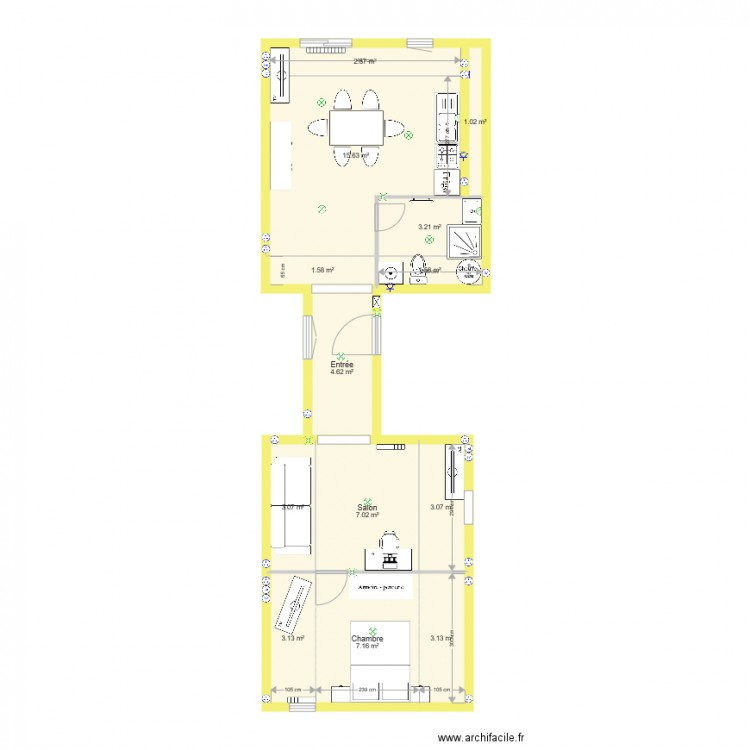 F3  2ème étage  La Fère. Plan de 0 pièce et 0 m2