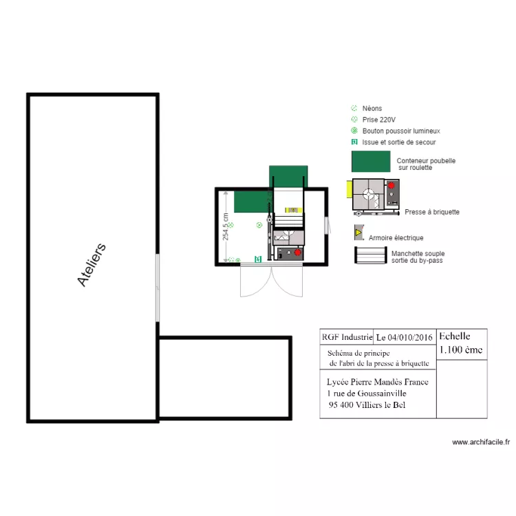 Abri pour la presse &agrave; briquette V2. Plan de 