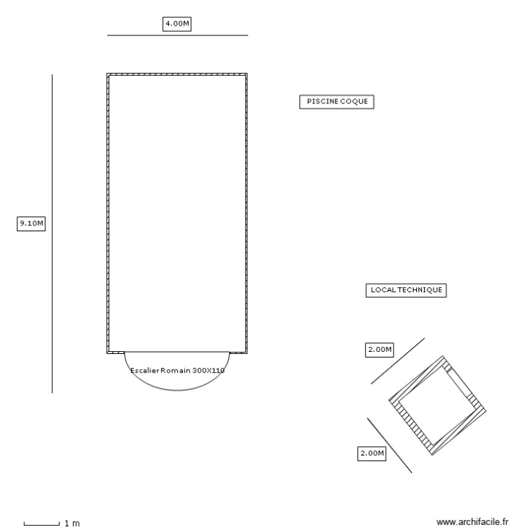 plan masse piscine coque et local technique. Plan de plan masse piscine coque et local technique. Plan de