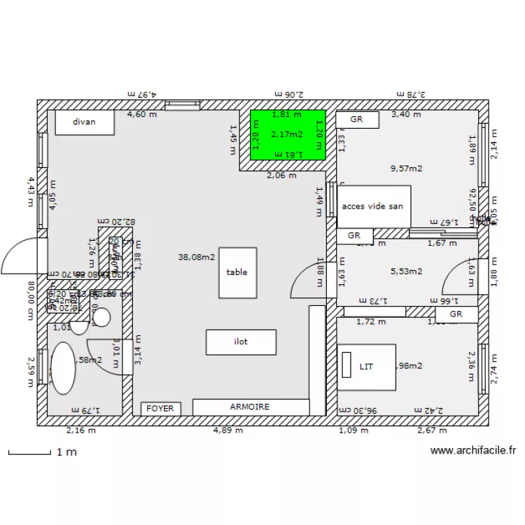 renovation arri&egrave;re. Plan de 