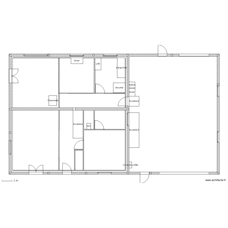 Niveau 1 Rez de chauss&eacute;e. Plan de 