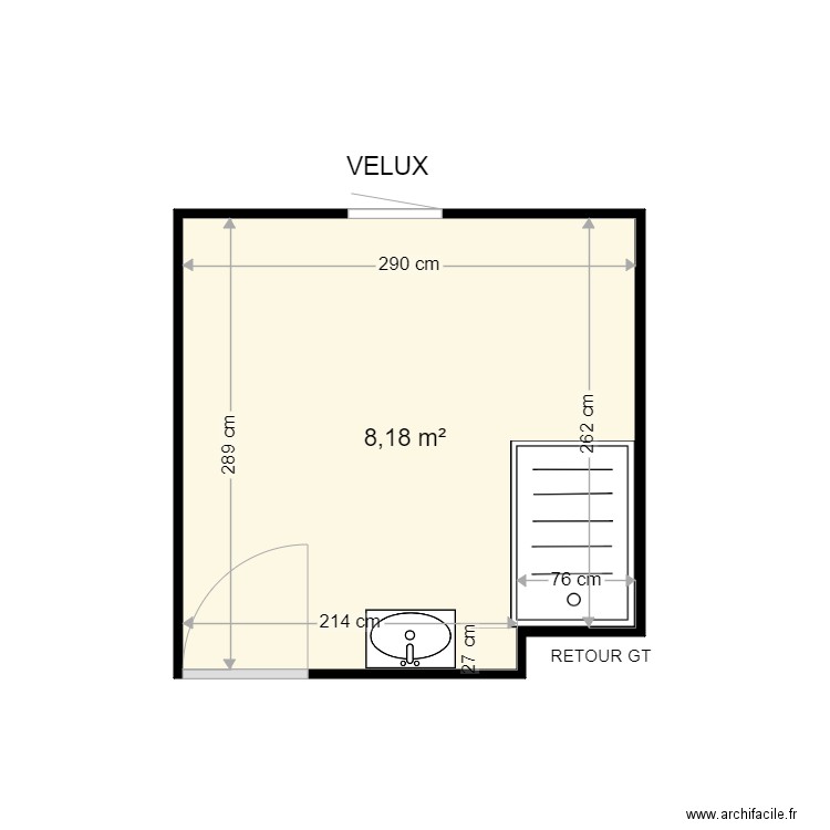 GRICOURT LILLIANE . Plan de 1 pièce et 8 m2