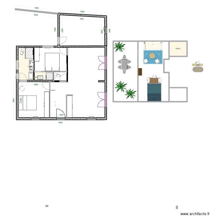 blanqui base2. Plan de 2 pièces et 11 m2