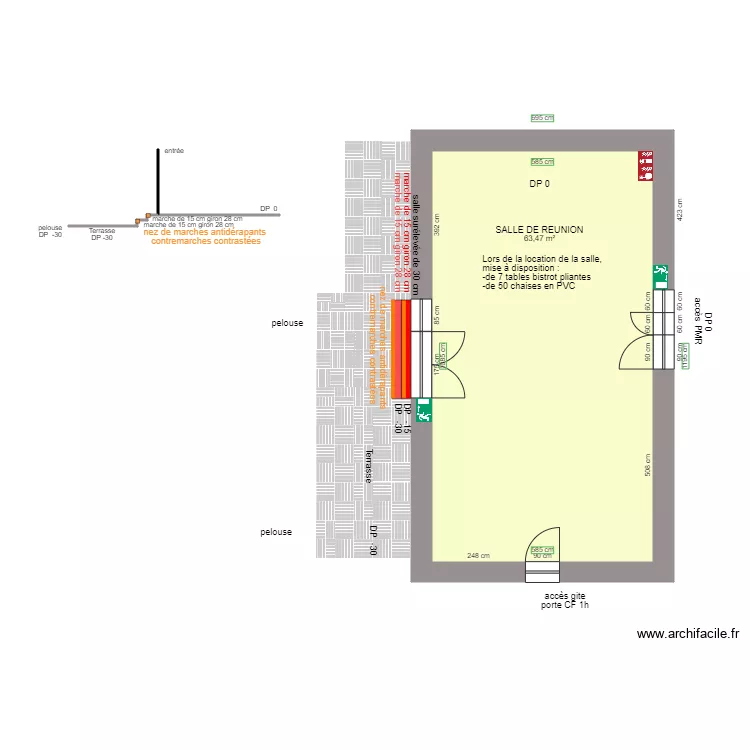 COUPE SALLE DE REUNION ACCES PRINCIPAL APRES AMENAGEMENTS. Plan de COUPE SALLE DE REUNION ACCES PRINCIPAL APRES AMENAGEMENTS. Plan de