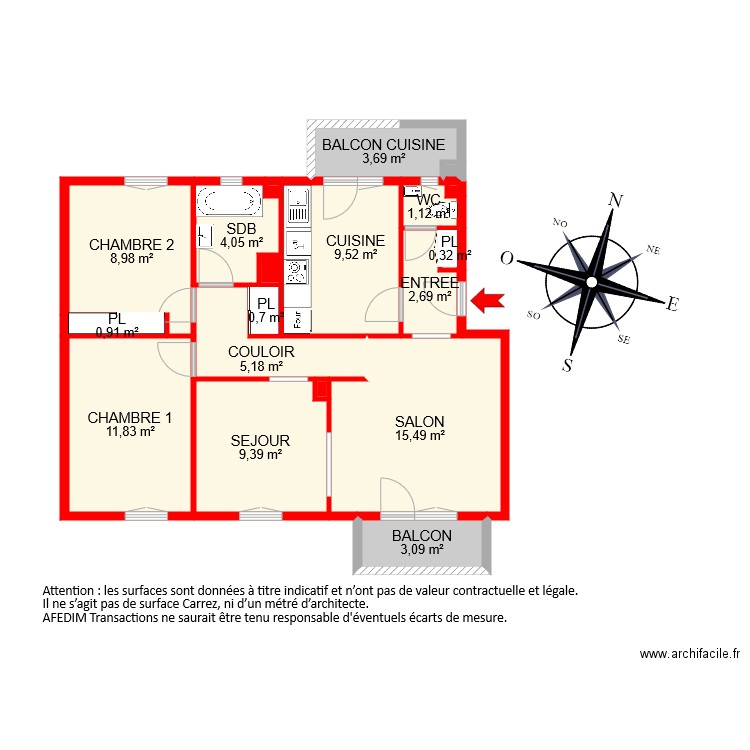 BI8222. Plan de 19 pièces et 77 m2